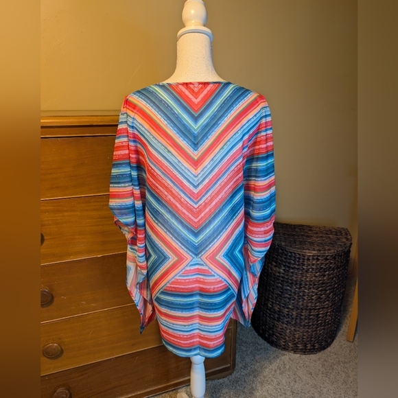 VTG Venus Swim Coverup Kaftan Dress Sheer Rainbow Print - Picture 8 of 11